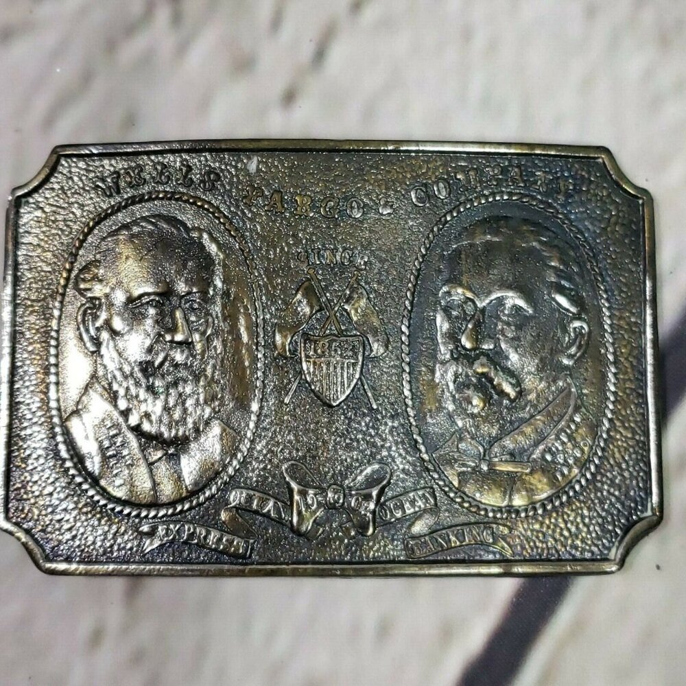 Vintage Wells Fargo Brass Founders Belt Buckle Collectible